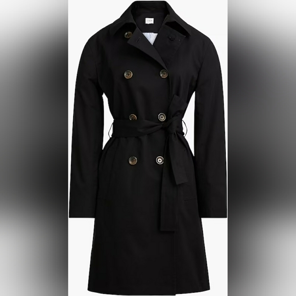 J.Crew Factory Black  Trench Coat size 0, nwt B0622 - Picture 1 of 11